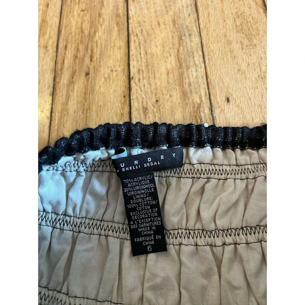 Laundry by Shelli‎ Segal Mini Skirt Black White Lace Trim Elastic Waist 6